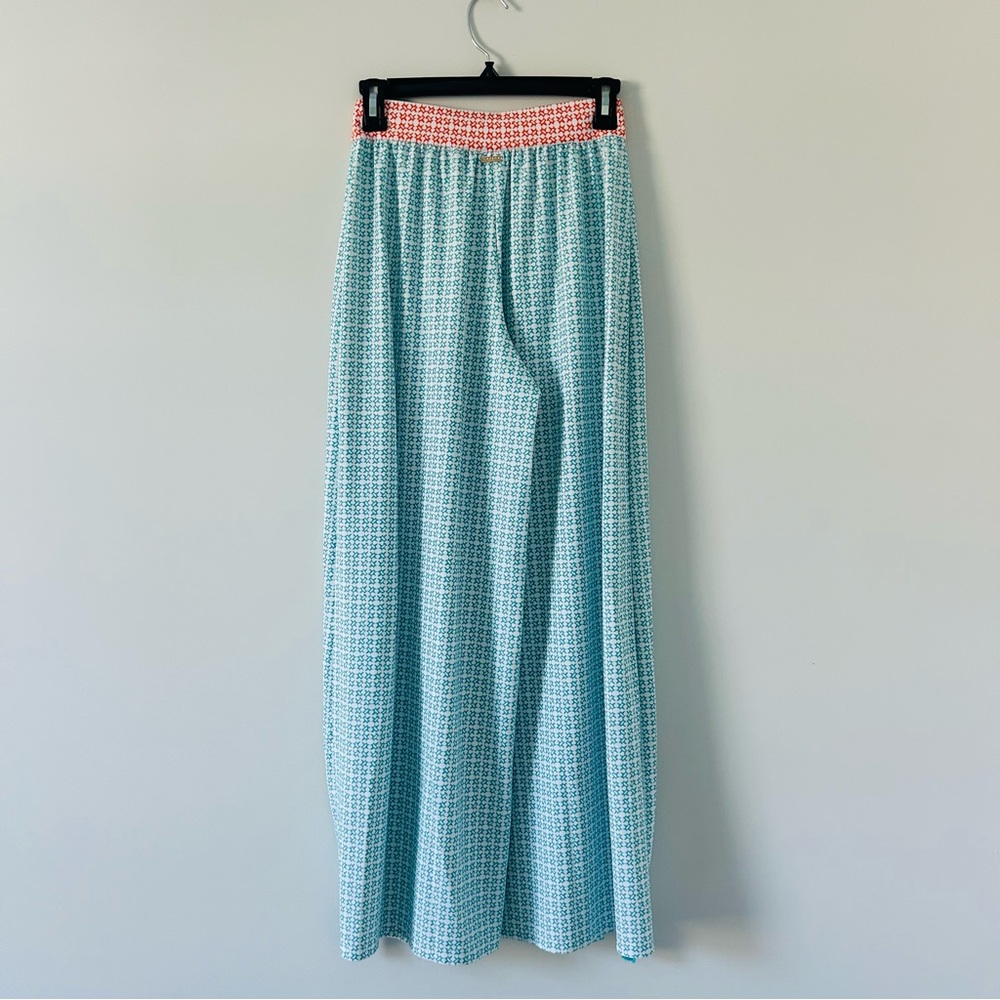 Cabana Life Blue White Orange Tassel High Rise Palazzo Wide Leg Pants S - Picture 3 of 11